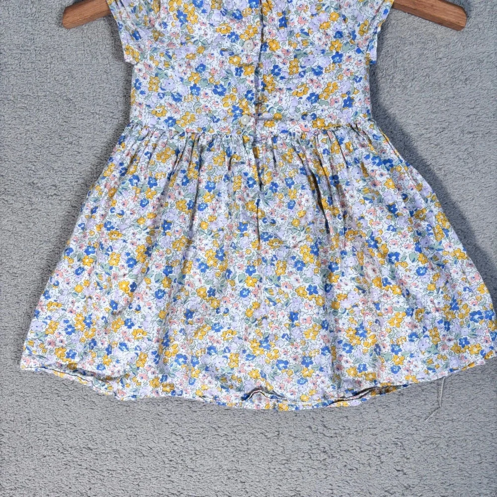 OshKosh‎ B'gosh Twirl Spring Dress Girls 2T Floral Print Yellow Bow Button Back